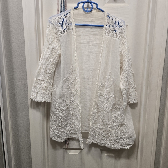 Scandal Italy Elegant White Lace CardiganTop Size M?
